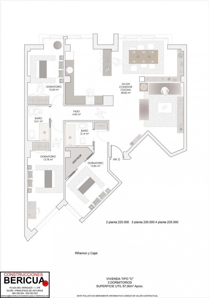 Vivienda tipo C tercera planta de 3 dormitorios