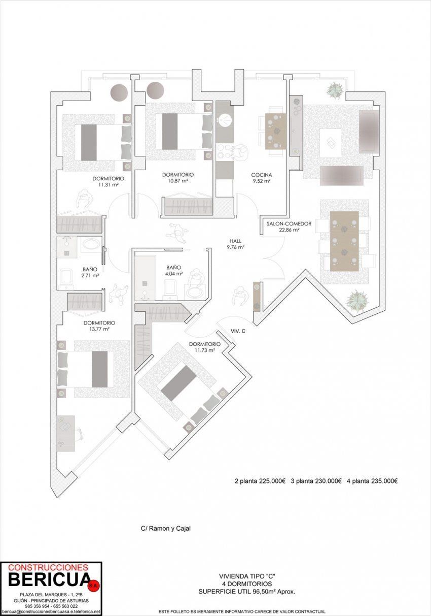 Vivienda tipo C cuarta planta de 4 dormitorios