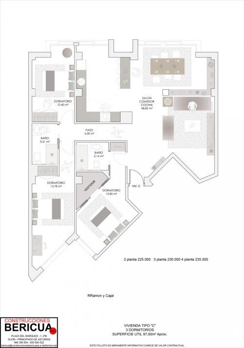 Vivienda tipo C cuarta planta de 3 dormitorios