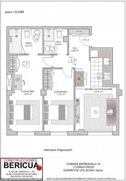 Vivienda entresuelo A de 2 dormitorios